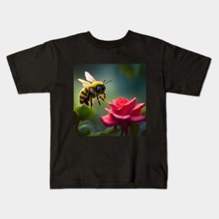 Lovely Bee on Rose Kids T-Shirt